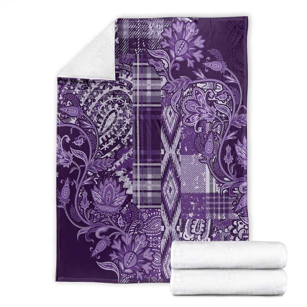 Afro Floral mix Maasai Shuka Blanket Purple Moitf