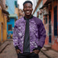 Afro Floral mix Maasai Shuka Bomber Jacket Purple Moitf