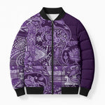 Africa Floral mix Maasai Shuka Bomber Puffer Jacket Purple Moitf
