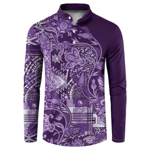 Africa Floral mix Maasai Shuka Button Sweatshirt Purple Moitf