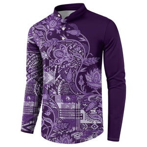 Africa Floral mix Maasai Shuka Button Sweatshirt Purple Moitf