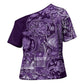 Africa Floral mix Maasai Shuka Cross Shoulder Shirt Purple Moitf