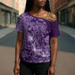 Africa Floral mix Maasai Shuka Cross Shoulder Shirt Purple Moitf