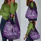 Afro Floral mix Maasai Shuka Grocery Bag Purple Moitf