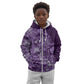Afro Floral mix Maasai Shuka Kid Hoodie Purple Moitf