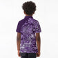 Afro Floral mix Maasai Shuka Kid Polo Shirt Purple Moitf