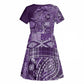 Afro Floral mix Maasai Shuka Kid Short Sleeve Dress Purple Moitf