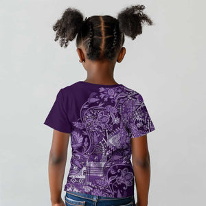 Afro Floral mix Maasai Shuka Kid T shirt Purple Moitf