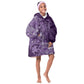 Afro Floral mix Maasai Shuka KId Wearable Blanket Hoodie Purple Moitf