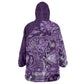 Afro Floral mix Maasai Shuka KId Wearable Blanket Hoodie Purple Moitf