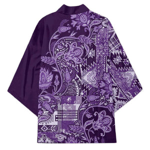 Africa Floral mix Maasai Shuka Kimono Purple Moitf