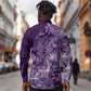 Afro Floral mix Maasai Shuka Long Sleeve Button Shirt Purple Moitf