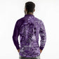 Afro Floral mix Maasai Shuka Long Sleeve Polo Shirt Purple Moitf