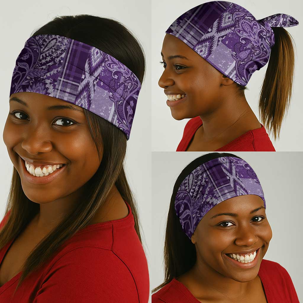 Afro Floral mix Maasai Shuka Neck Gaiter Purple Moitf LT9