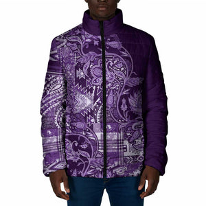 Africa Floral mix Maasai Shuka Padded Jacket Purple Moitf