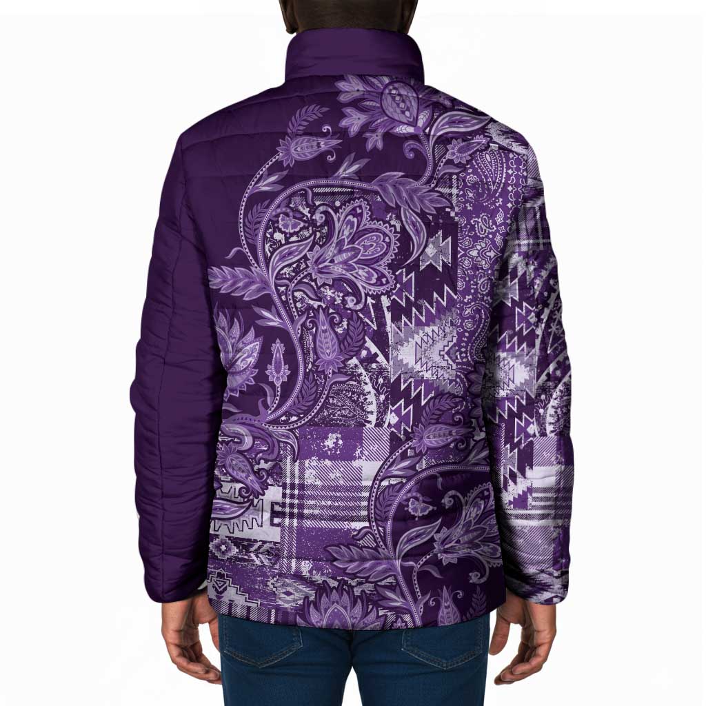 Africa Floral mix Maasai Shuka Padded Jacket Purple Moitf