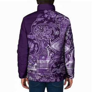 Africa Floral mix Maasai Shuka Padded Jacket Purple Moitf