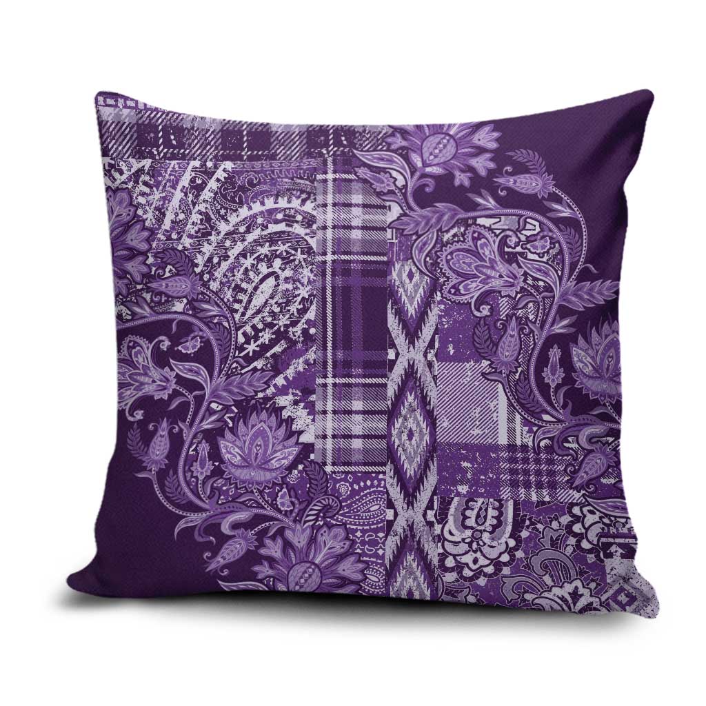 Africa Floral mix Maasai Shuka Pillow Cover Purple Moitf