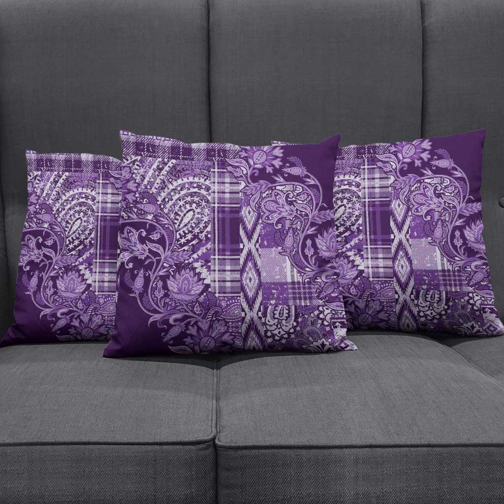 Africa Floral mix Maasai Shuka Pillow Cover Purple Moitf