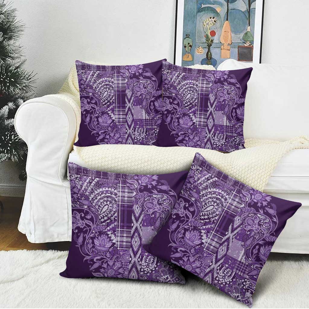 Africa Floral mix Maasai Shuka Pillow Cover Purple Moitf
