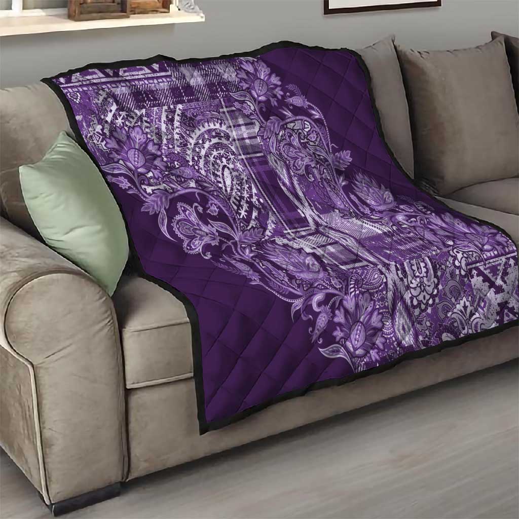 Afro Floral mix Maasai Shuka Quilt Purple Moitf