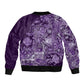 Afro Floral mix Maasai Shuka Sleeve Zip Bomber Jacket Purple Moitf