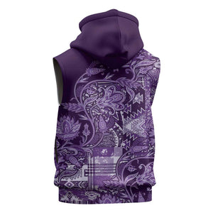 Afro Floral mix Maasai Shuka Sleeveless Hoodie Purple Moitf - African Pride