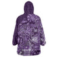 Afro Floral mix Maasai Shuka Wearable Blanket Hoodie Purple Moitf