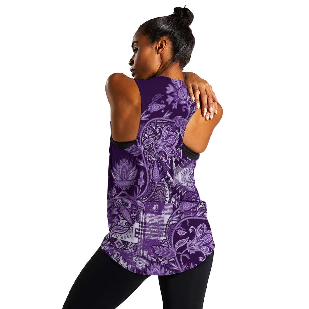 Afro Floral mix Maasai Shuka Women Racerback Tank Purple Moitf