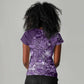 Afro Floral mix Maasai Shuka Women V-Neck T-Shirt Purple Moitf