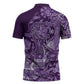 Africa Floral mix Maasai Shuka Zipper Polo Shirt Purple Moitf