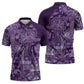 Africa Floral mix Maasai Shuka Zipper Polo Shirt Purple Moitf