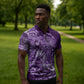 Africa Floral mix Maasai Shuka Zipper Polo Shirt Purple Moitf