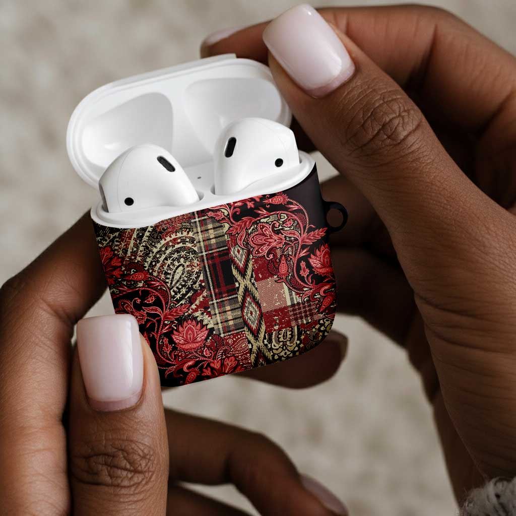 Africa Floral mix Maasai Shuka AirPods Case Red Moitf