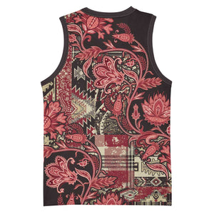 Afro Floral mix Maasai Shuka Basketball Jersey Red Moitf - African Pride