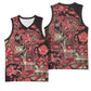 Afro Floral mix Maasai Shuka Basketball Jersey Red Moitf - African Pride