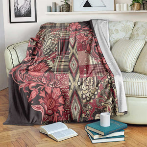 Afro Floral mix Maasai Shuka Blanket Red Moitf