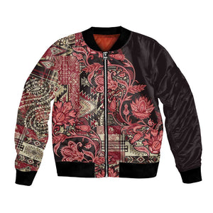 Afro Floral mix Maasai Shuka Bomber Jacket Red Moitf