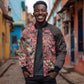 Afro Floral mix Maasai Shuka Bomber Jacket Red Moitf