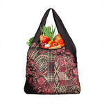 Afro Floral mix Maasai Shuka Grocery Bag Red Moitf