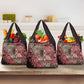 Afro Floral mix Maasai Shuka Grocery Bag Red Moitf