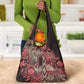 Afro Floral mix Maasai Shuka Grocery Bag Red Moitf