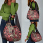 Afro Floral mix Maasai Shuka Grocery Bag Red Moitf