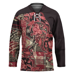 Africa Floral mix Maasai Shuka Hockey Jersey Red Moitf