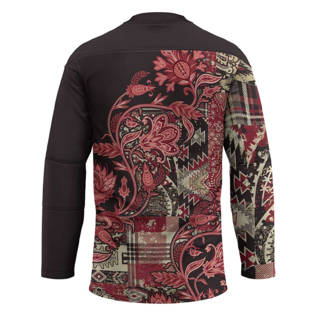 Africa Floral mix Maasai Shuka Hockey Jersey Red Moitf