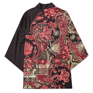 Africa Floral mix Maasai Shuka Kimono Red Moitf