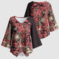 Africa Floral mix Maasai Shuka Kimono Sleeve Blouse Red Moitf