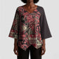 Africa Floral mix Maasai Shuka Kimono Sleeve Blouse Red Moitf