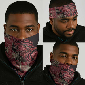 Afro Floral mix Maasai Shuka Neck Gaiter Red Moitf - African Pride