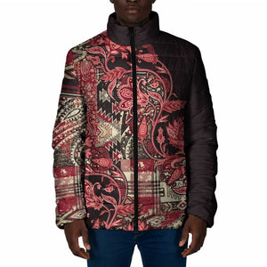 Africa Floral mix Maasai Shuka Padded Jacket Red Moitf